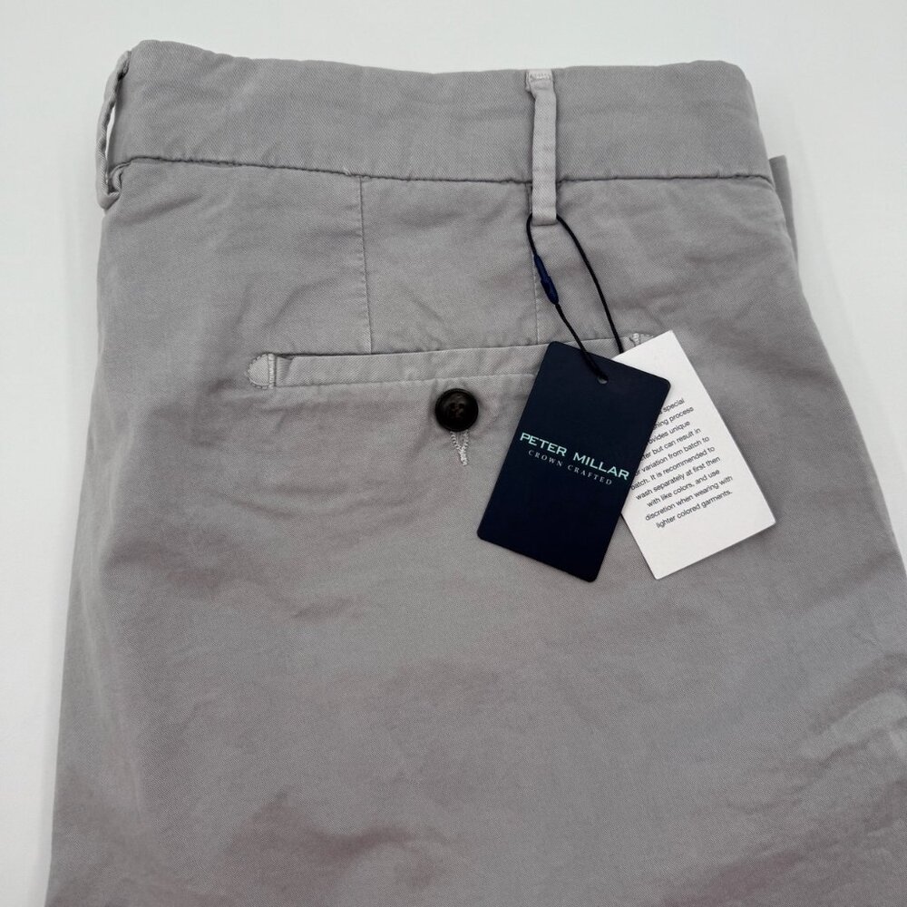 NWT Peter Millar Crown Crafted Shorts Men’s 38 Gray Flat Front Garment Dyed